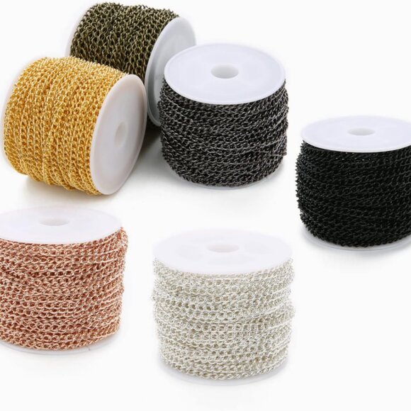 60 Feets /20 Yards Metal Gold Link Chains, Iron Bulk Curb Chain for DIY Craft Je - Picture 4 of 4